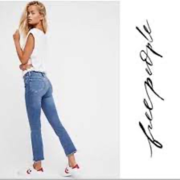 Free People Denim - Free People Straight Crop Raw Hem Jeans